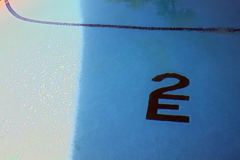 The ranch&rsquo;s 2E brand set into the blue pool floor